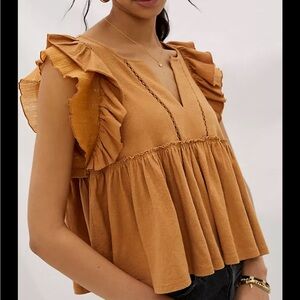 Anthropologie Caroline Ruffled Babydoll Top